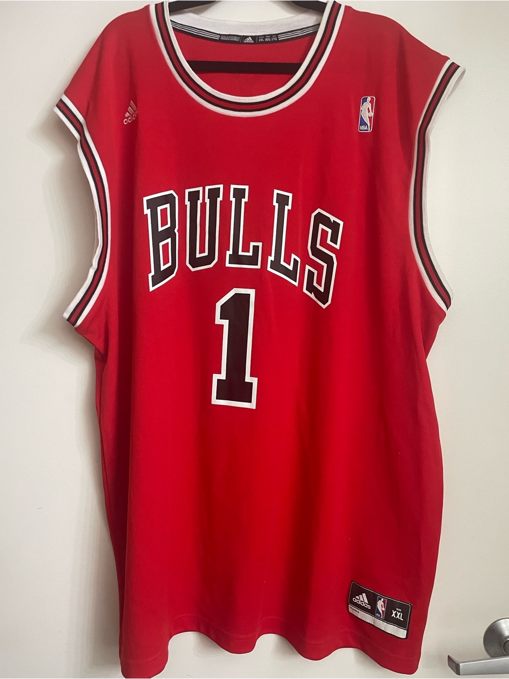 adidas Red NBA Patch Jersey XXL Derrick Rose No. 1